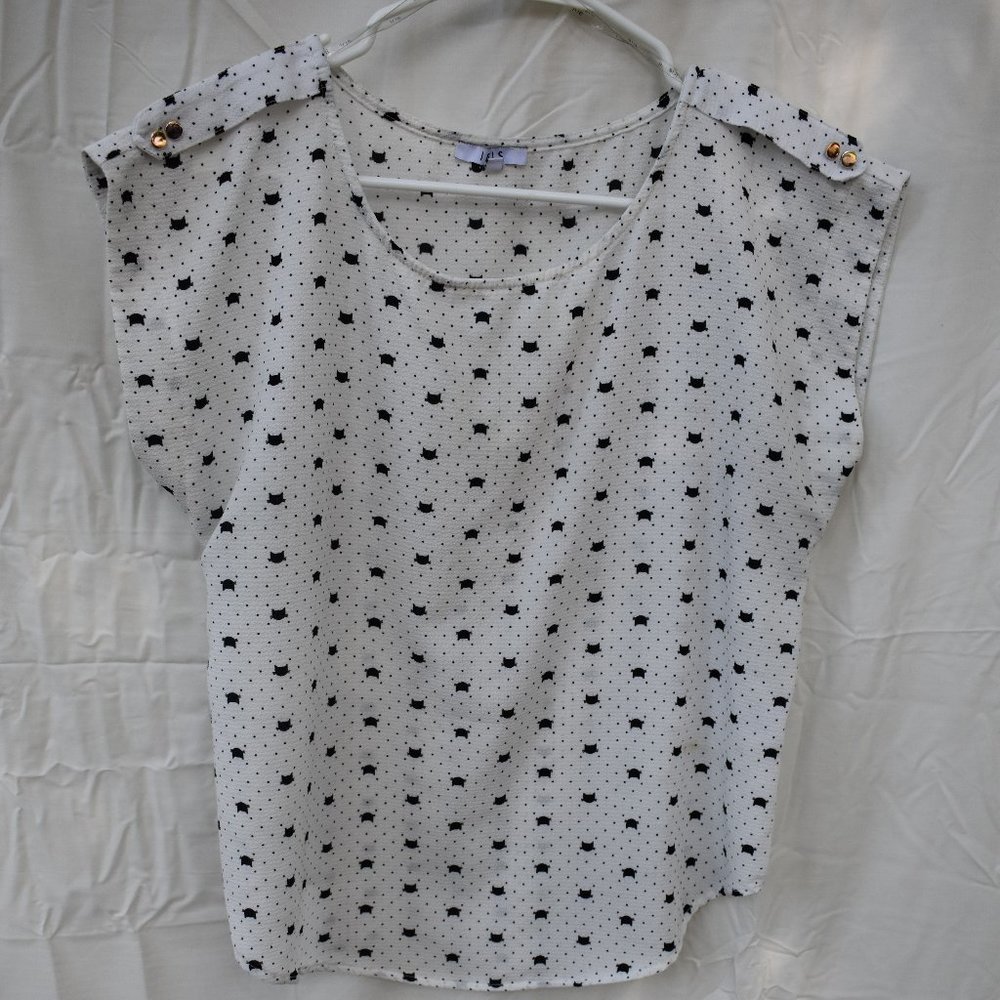 Black and white cat print blouse